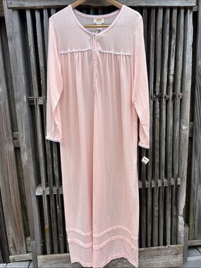Talbots Intimates NWT Pink Pointelle Lace Maxi Nightgown Dress Small S